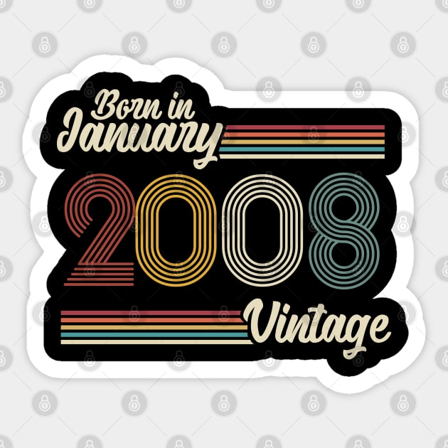 Vintage Born in January 2008 Sticker by Jokowow